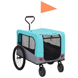 Blue and Grey 2-in-1 Dog Bike Trailer and Stroller