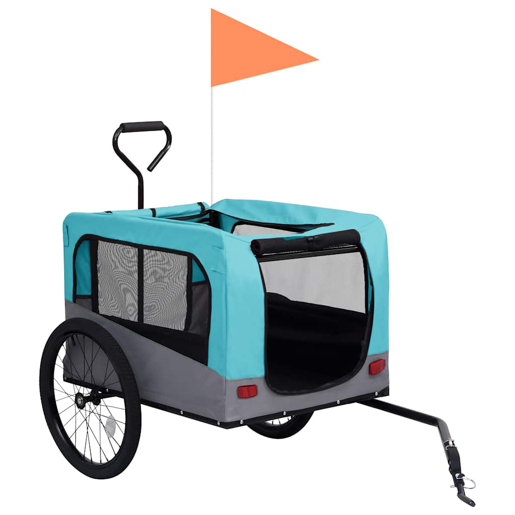 Blue and Grey 2-in-1 Dog Bike Trailer and Stroller