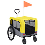 Yellow and Grey 2-in-1 Dog Bike Trailer and Stroller