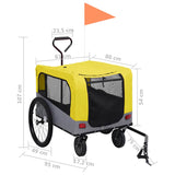 Yellow and Grey 2-in-1 Dog Bike Trailer and Stroller