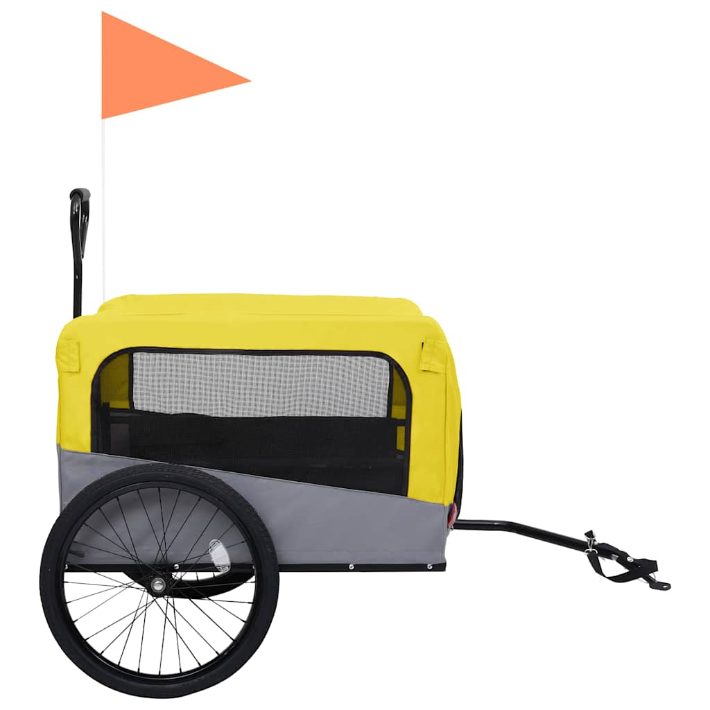 Yellow and Grey 2-in-1 Dog Bike Trailer and Stroller