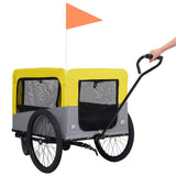 Yellow and Grey 2-in-1 Dog Bike Trailer and Stroller