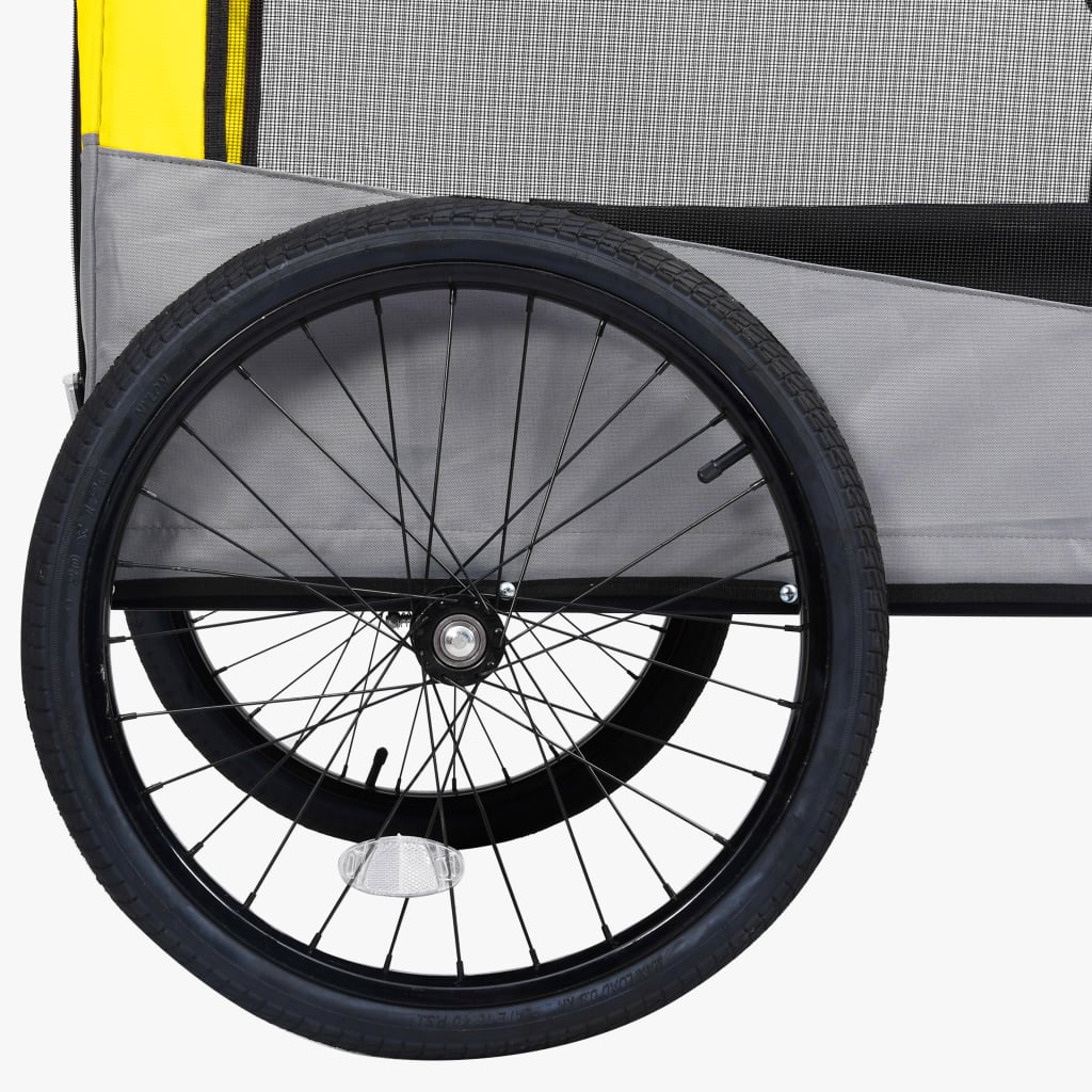 Yellow and Grey 2-in-1 Dog Bike Trailer and Stroller