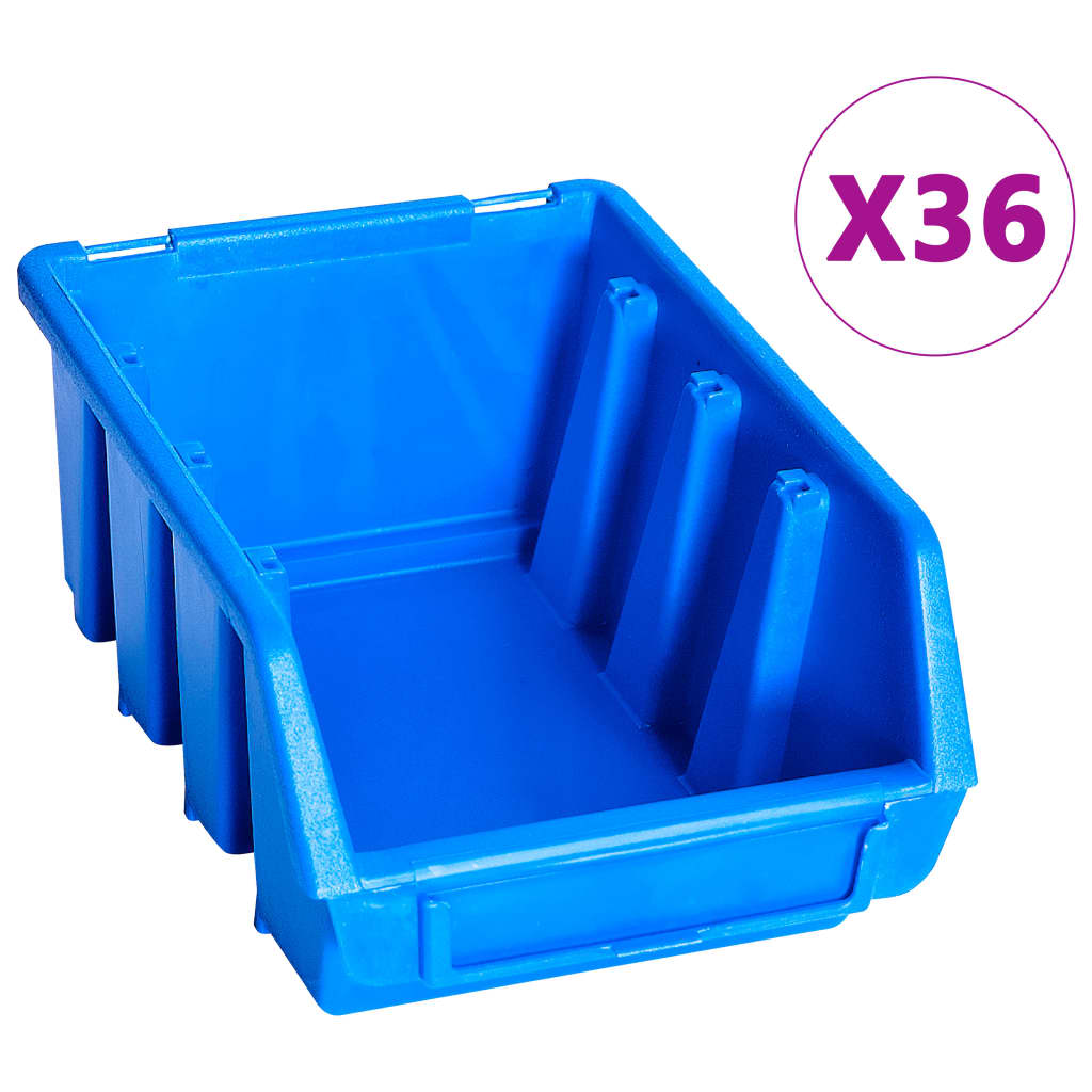 Kit de bacs de stockage avec panneaux muraux 96 pcs Bleu