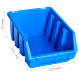 Storage Bins Kit with Wall Panels 96 pcs Blue