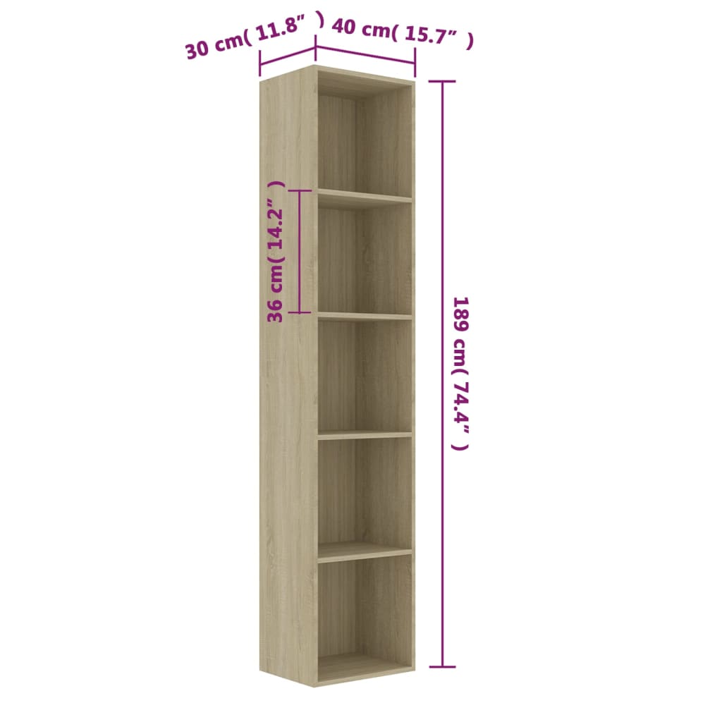 Bibliothèque Chêne sonoma 40x30x189 cm Bois d’ingénierie