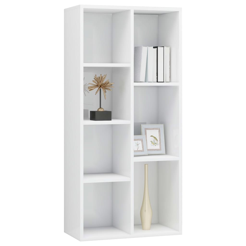 Bookcase Glossy white 50x25x106 cm Engineered wood