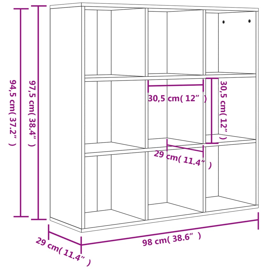 Bibliothèque gris béton 98x29x97,5 cm bois d'ingénierie