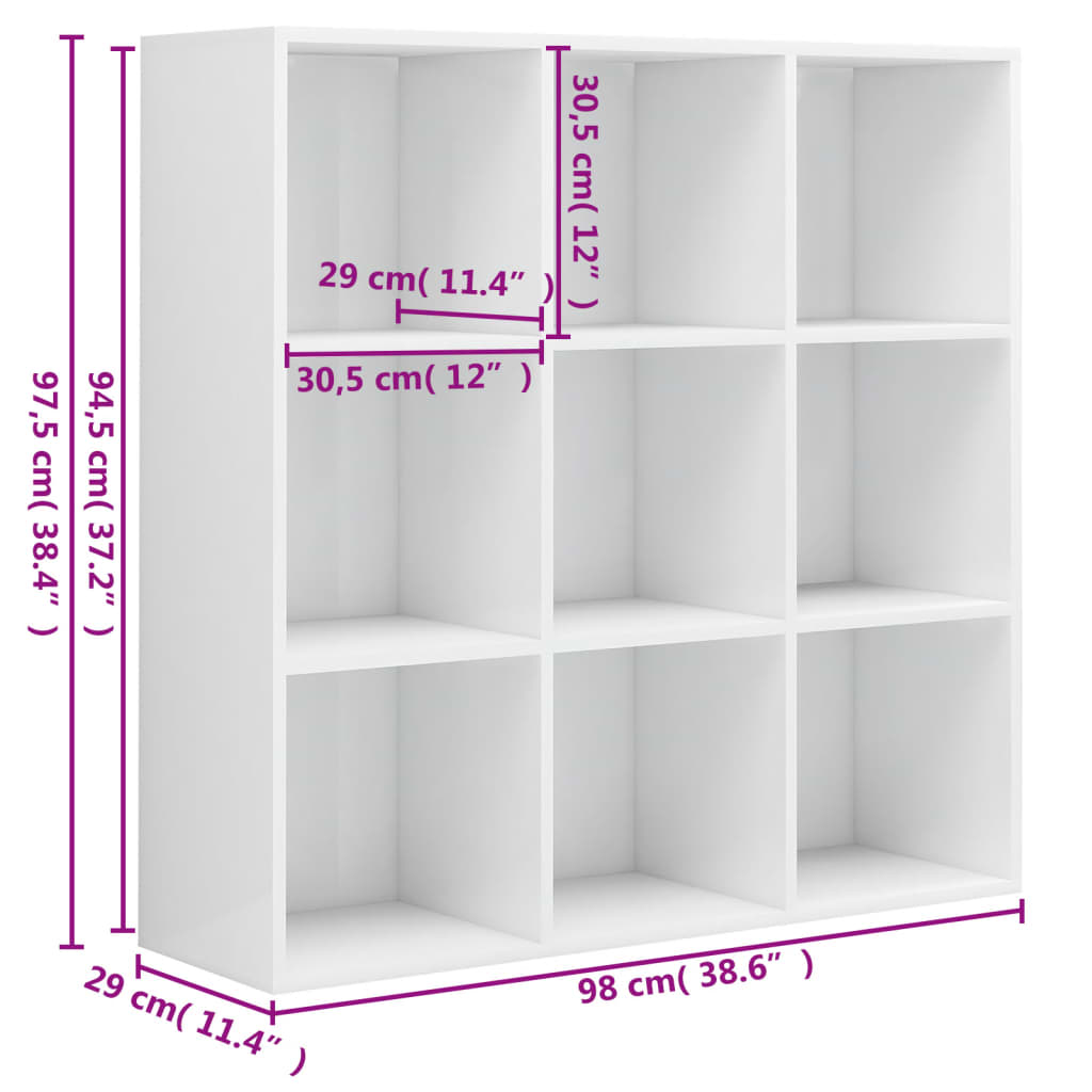 Bibliothèque blanc brillant 98x29x97,5 cm bois d'ingénierie