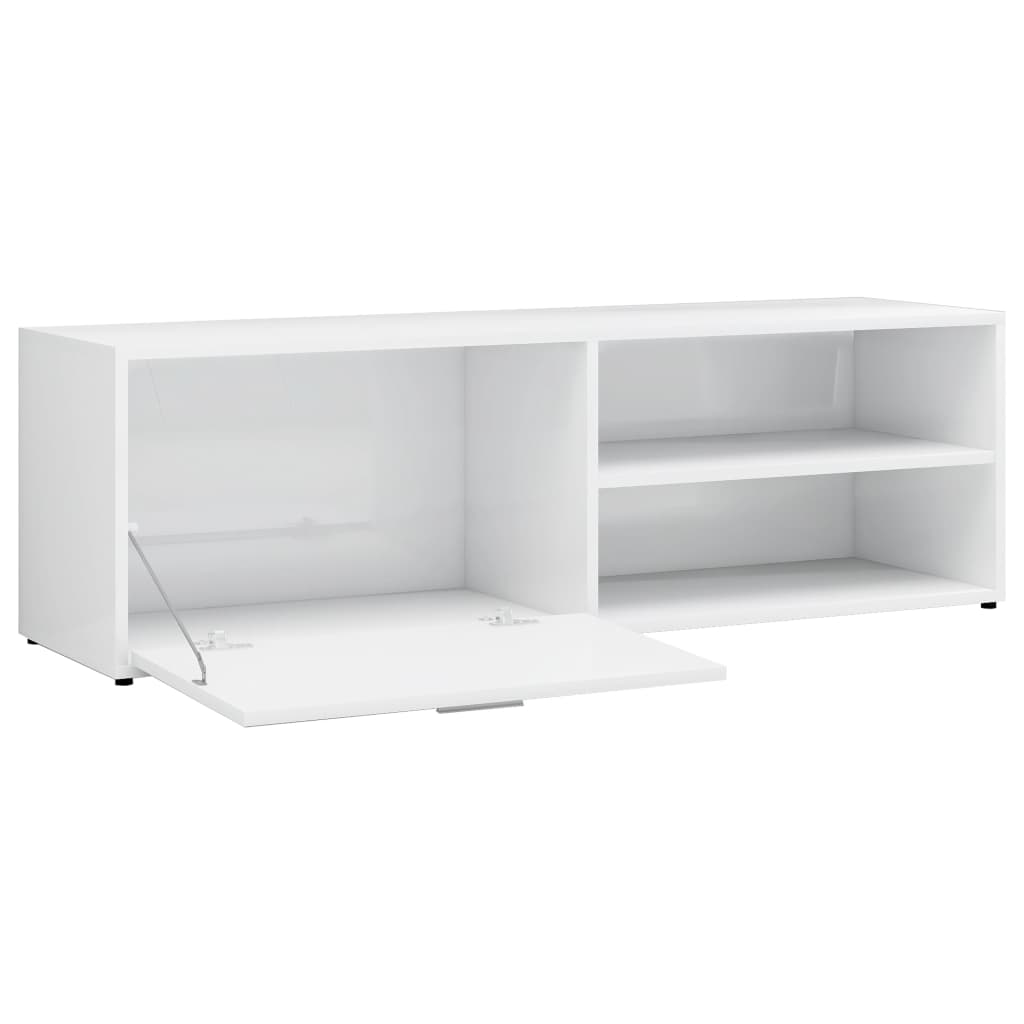 Meuble TV Blanc brillant 120x34x37 cm Bois d’ingénierie