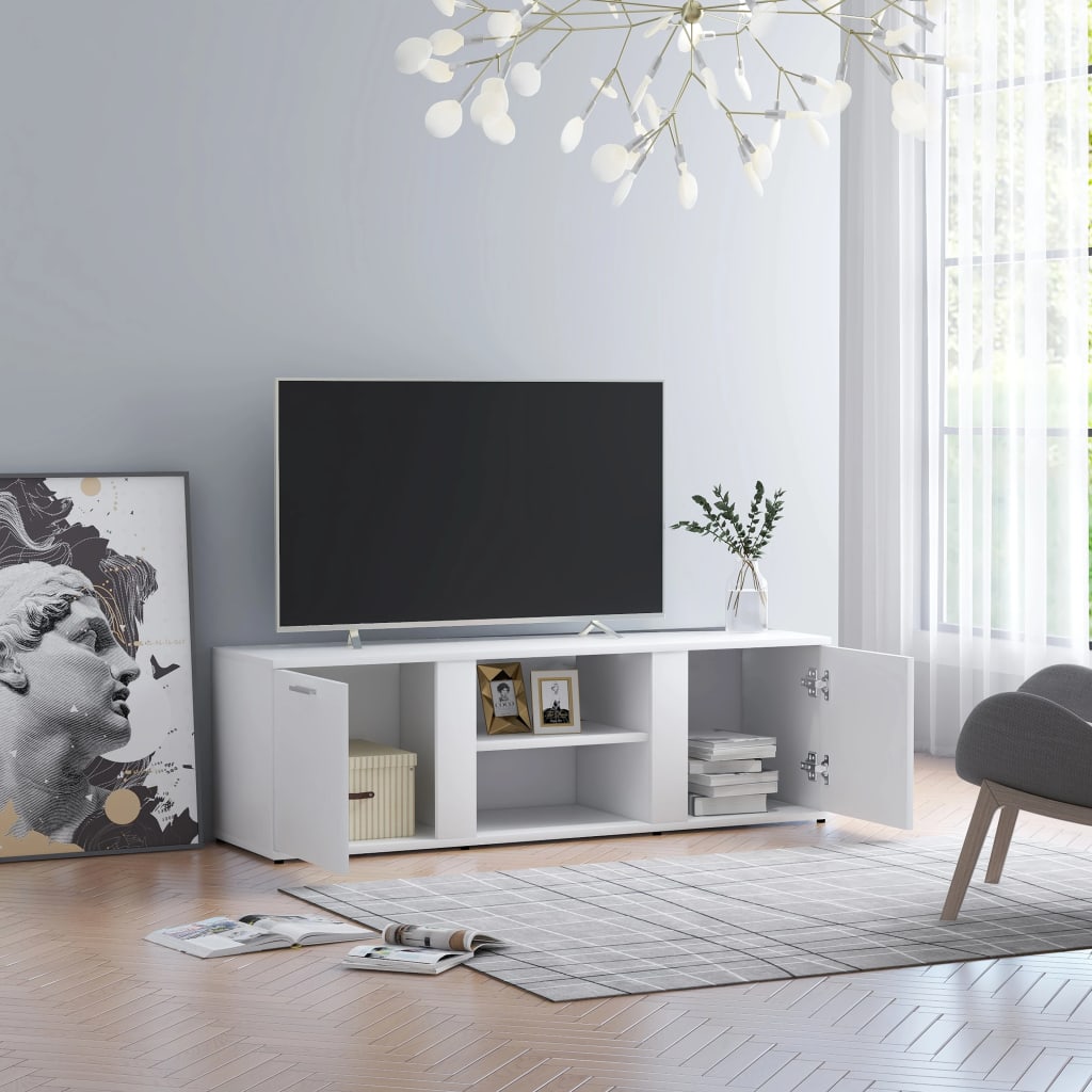 Meuble TV Blanc 120x34x37 cm Bois d'ingénierie