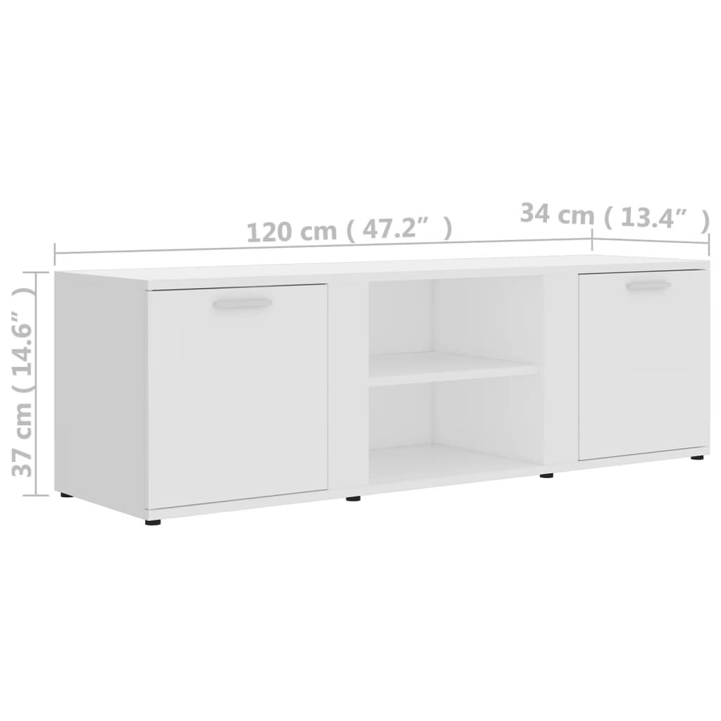 Meuble TV Blanc 120x34x37 cm Bois d'ingénierie