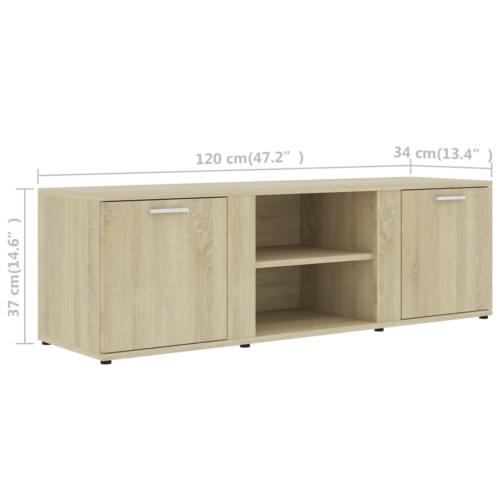 Meuble TV Chêne sonoma 120x34x37 cm Bois d’ingénierie