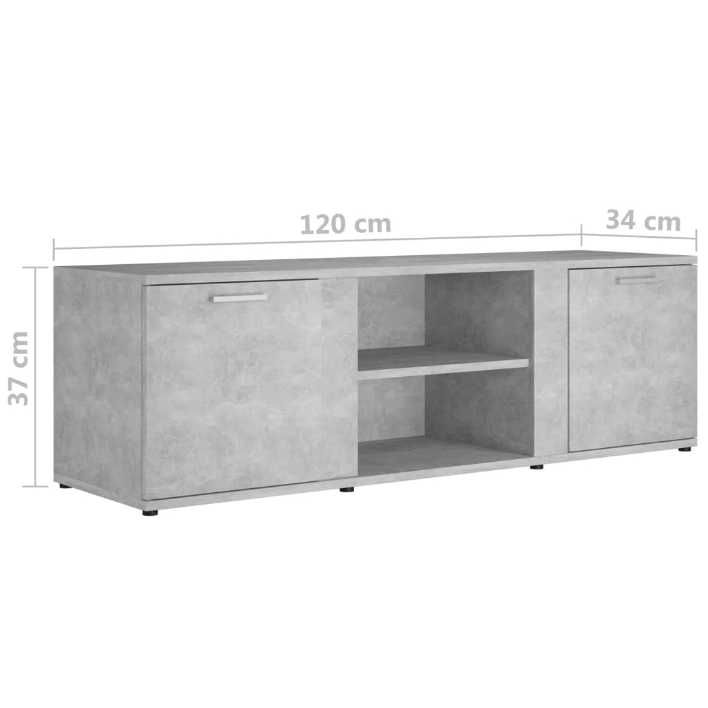 Meuble TV Gris béton 120x34x37 cm Bois d’ingénierie