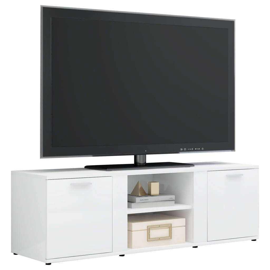 Meuble TV Blanc brillant 120x34x37 cm Bois d’ingénierie