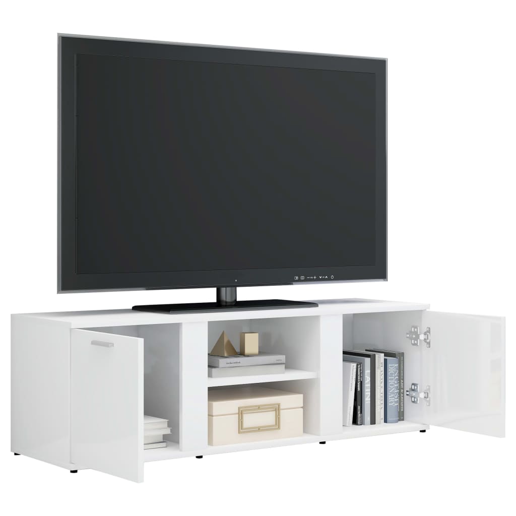 Meuble TV Blanc brillant 120x34x37 cm Bois d’ingénierie