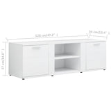 Meuble TV Blanc brillant 120x34x37 cm Bois d’ingénierie