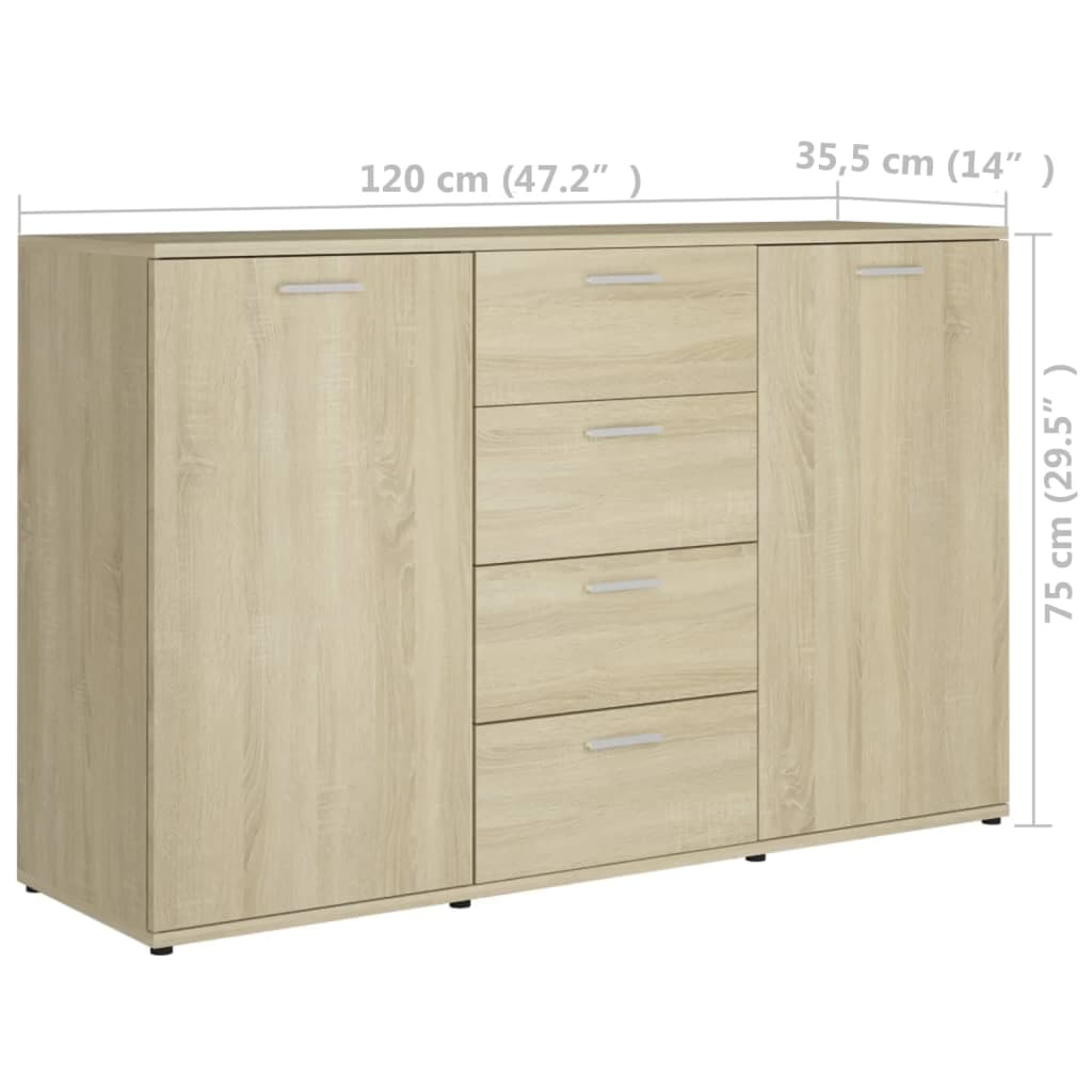 Sideboard Sonoma oak 120x35.5x75 cm Engineered wood