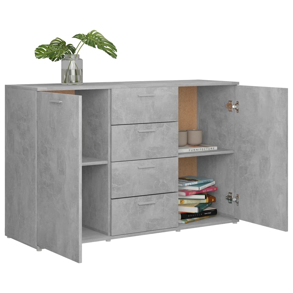 Buffet Gris béton 120x35,5x75 cm Bois d'ingénierie