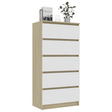 Buffet à tiroirs Blanc chêne sonoma 60x35x121cm Bois ingénierie