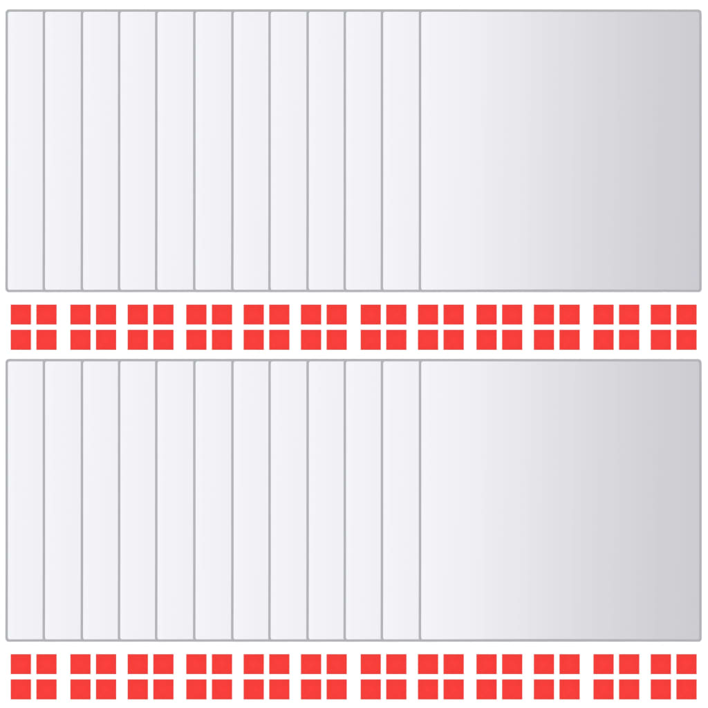 Spiegelfliesen 48 Stück, quadratisches Glas