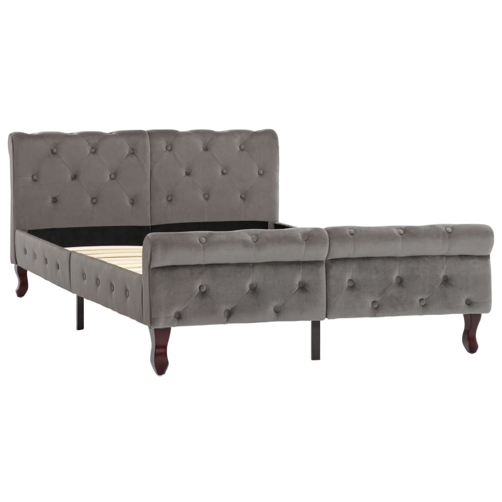 Cadre de lit sans matelas gris velours 120x200 cm