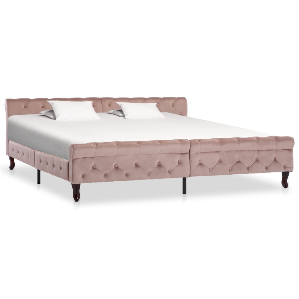 Cadre de lit sans matelas rose velours 200x200 cm