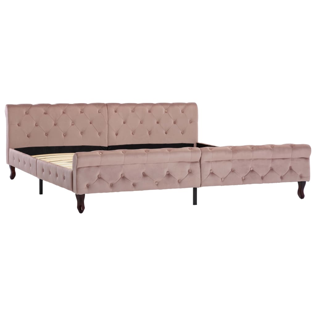 Cadre de lit sans matelas rose velours 200x200 cm