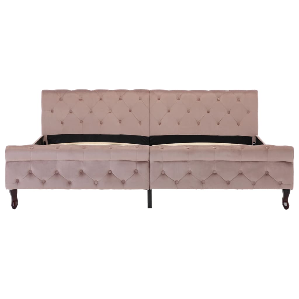 Cadre de lit sans matelas rose velours 200x200 cm