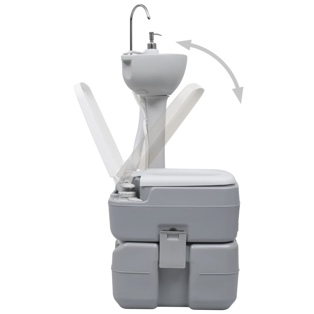 Toilette portable de camping et support à laver les mains Gris