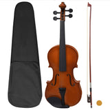 Violin set with bow and chin rest dark wood 4/4