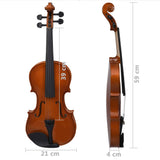 Violin set with bow and chin rest dark wood 4/4