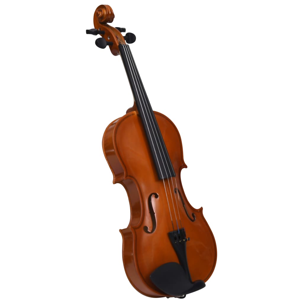 Violin set with bow and chin rest dark wood 4/4