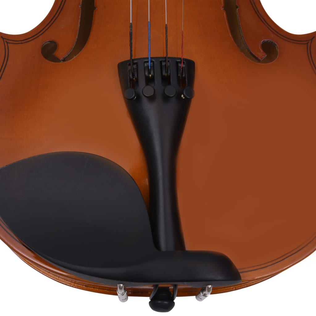 Violin set with bow and chin rest dark wood 4/4