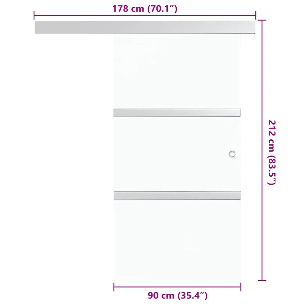 Porte coulissante Verre ESG et aluminium 90x205 cm Argenté