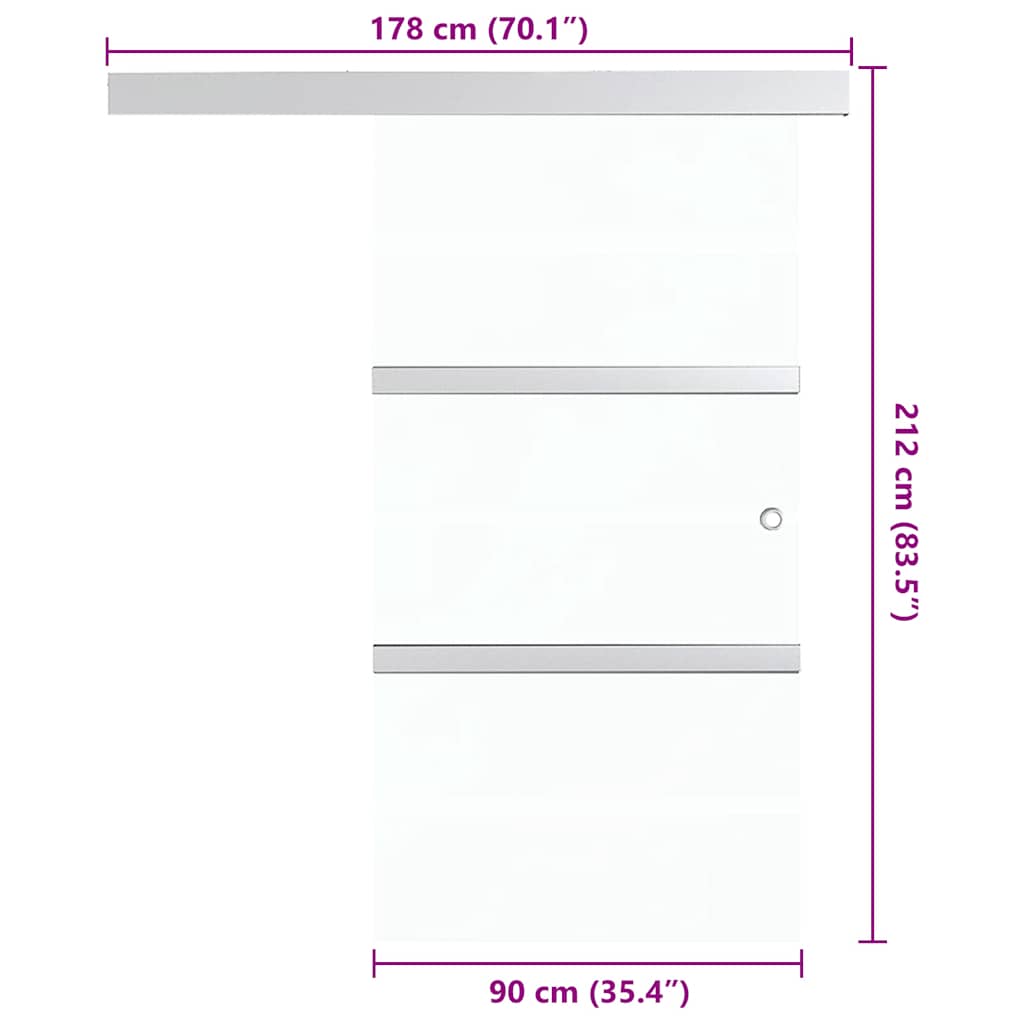 Schiebetür ESG-Glas und Aluminium 90x205 cm Silber