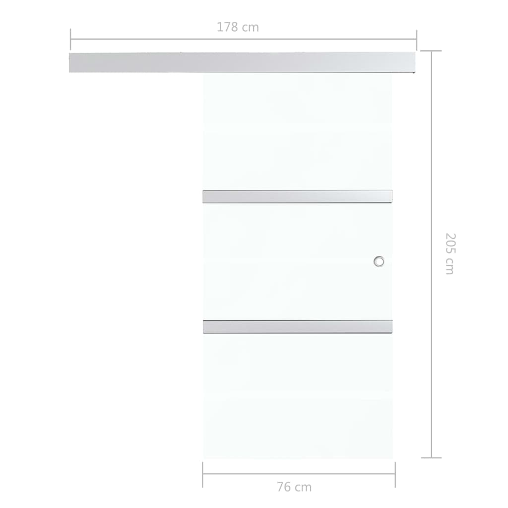 Porte coulissante butées souples Verre ESG aluminium 76x205 cm