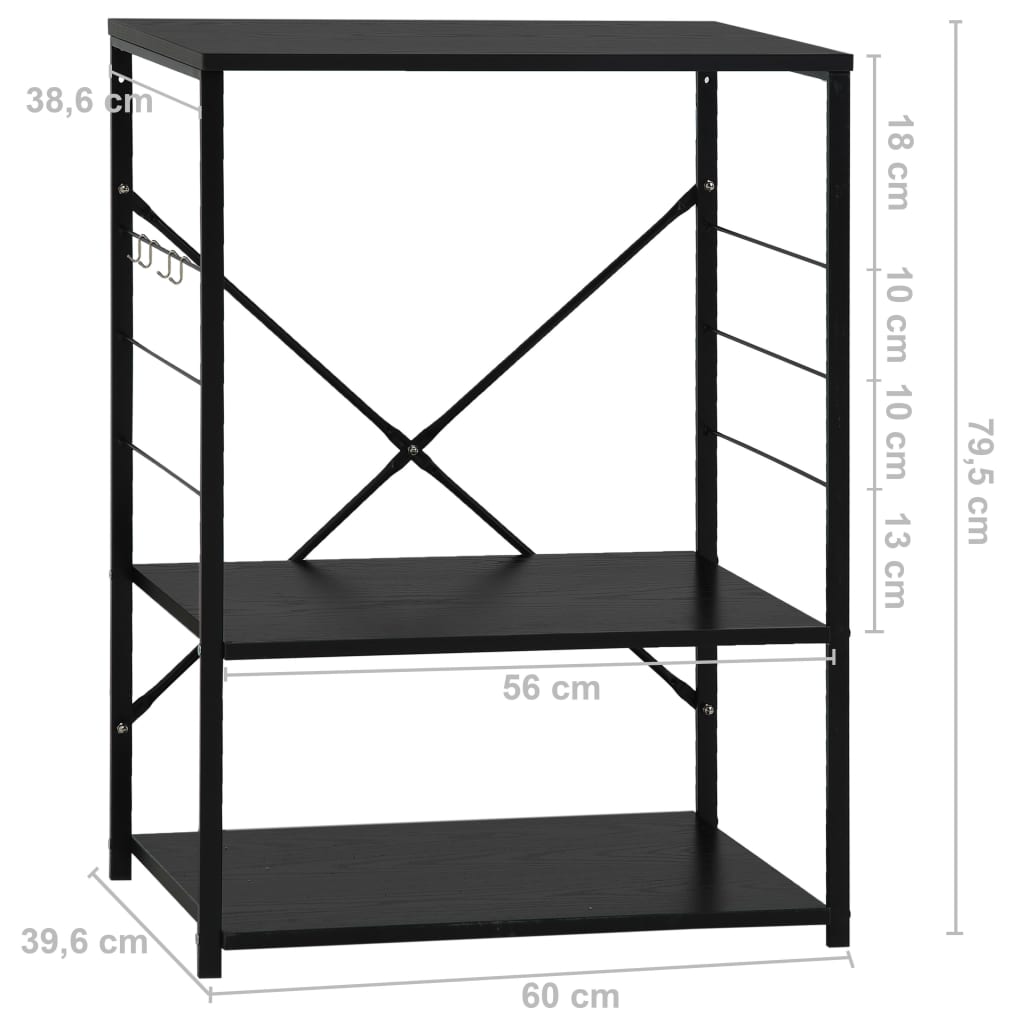 Microwave oven cabinet Black 60x39.6x79.5 cm