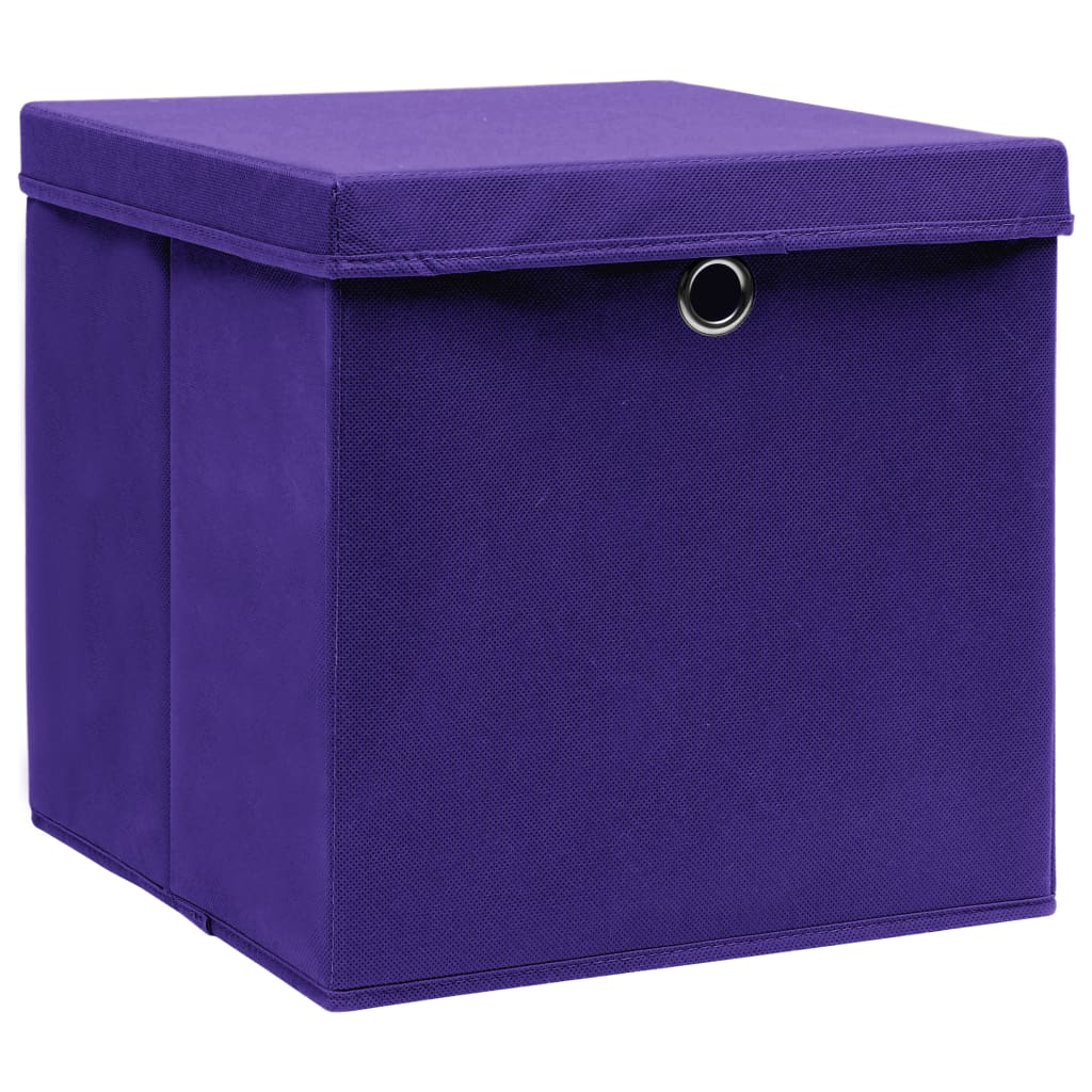 vidaXL Boîtes de rangement et couvercles 4 pcs Violet 32x32x32cm Tissu