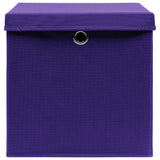 vidaXL Boîtes de rangement et couvercles 4 pcs Violet 32x32x32cm Tissu