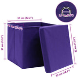 vidaXL Boîtes de rangement et couvercles 4 pcs Violet 32x32x32cm Tissu