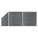 WPC Fence Set 2 Square + 1 Sloped 446 x 186 cm Grey