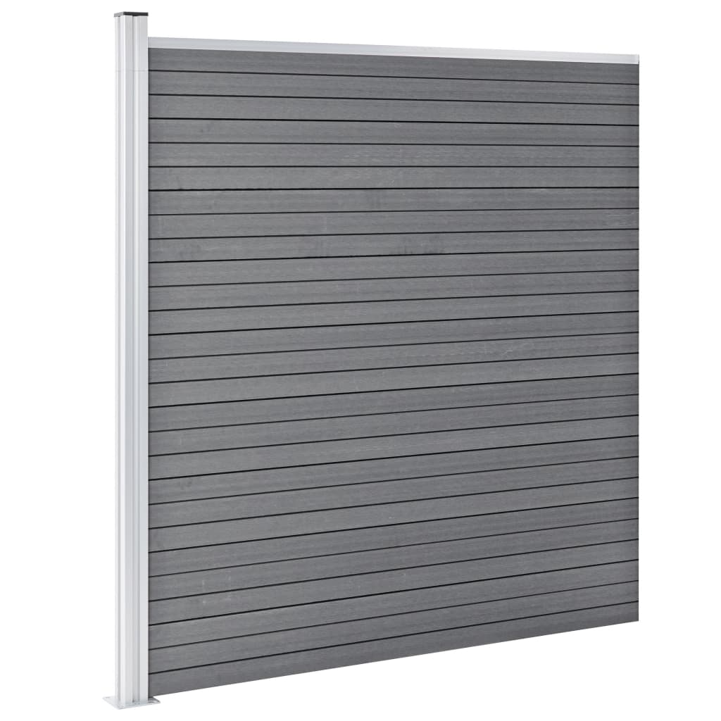 WPC Fence Set 2 Square + 1 Sloped 446 x 186 cm Grey