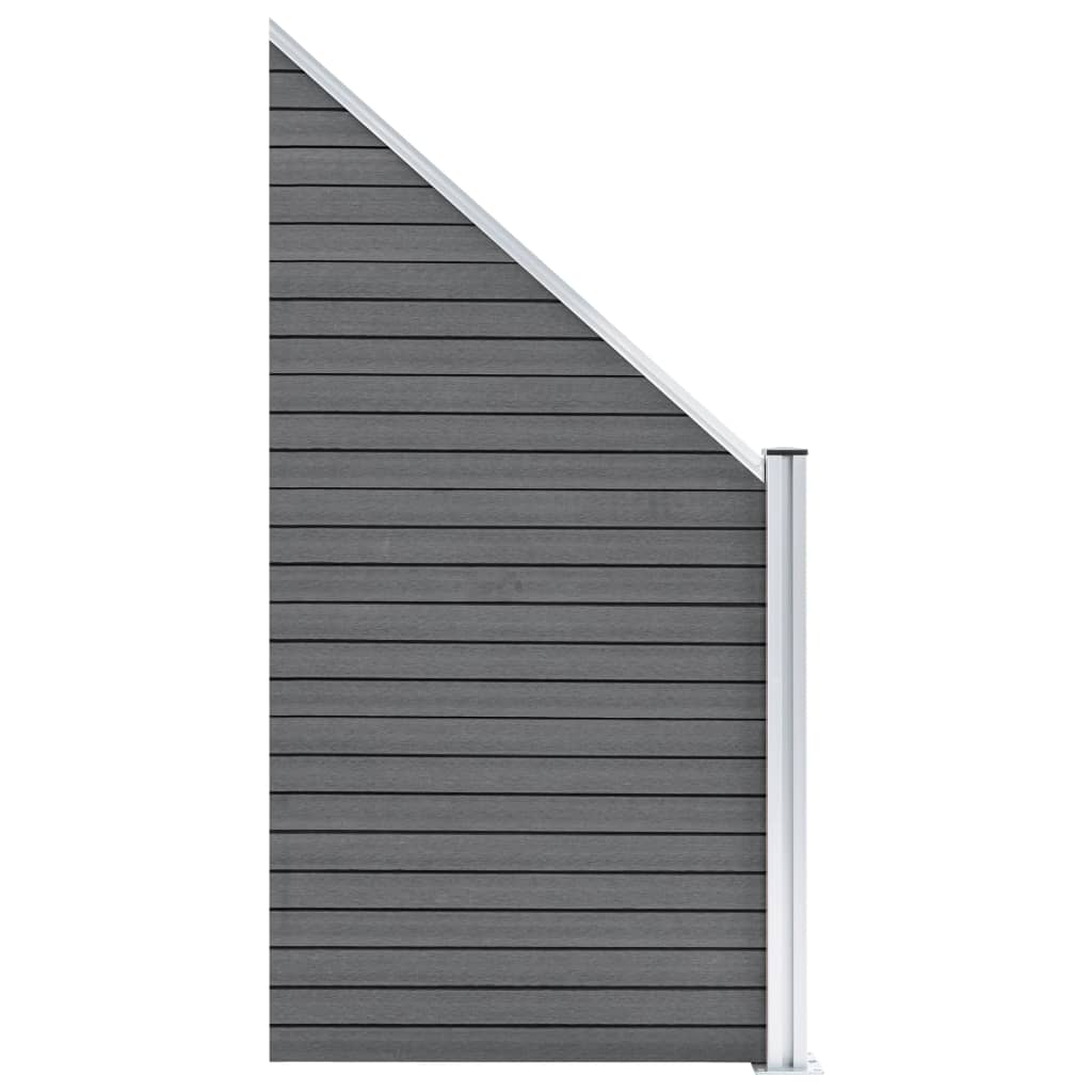 WPC Fence Set 2 Square + 1 Sloped 446 x 186 cm Grey