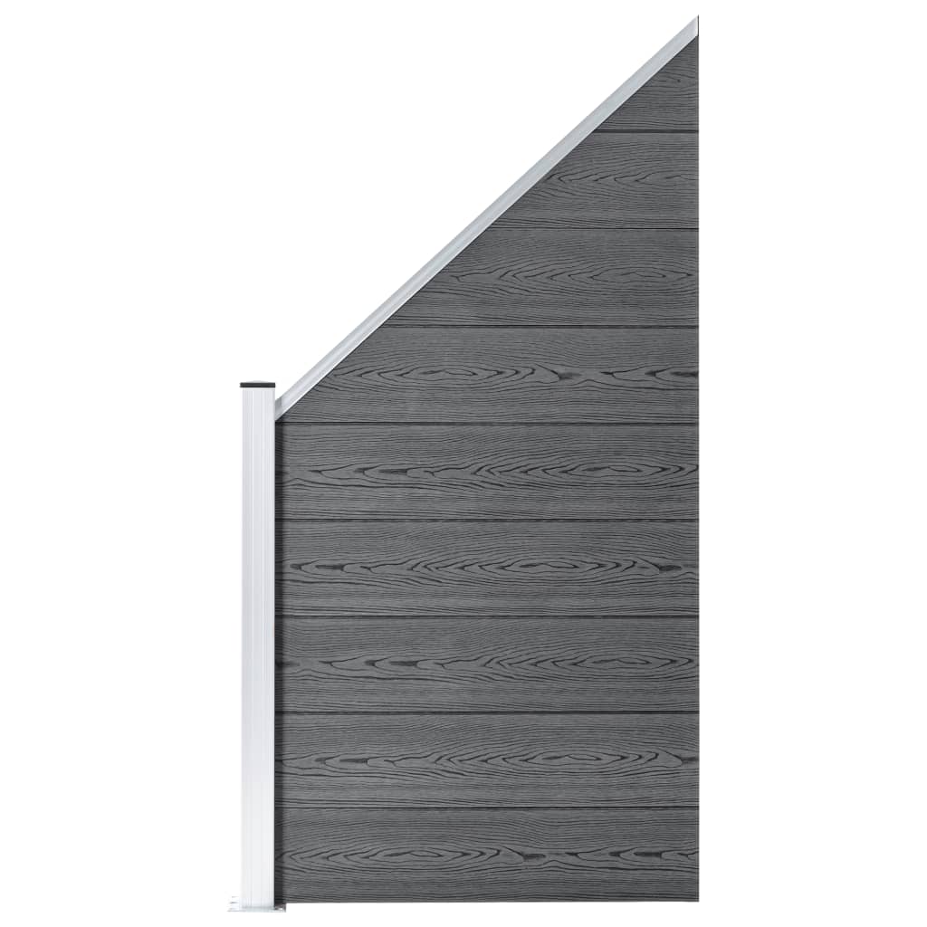 WPC Fence Set 2 Square + 1 Sloped 446 x 186 cm Grey