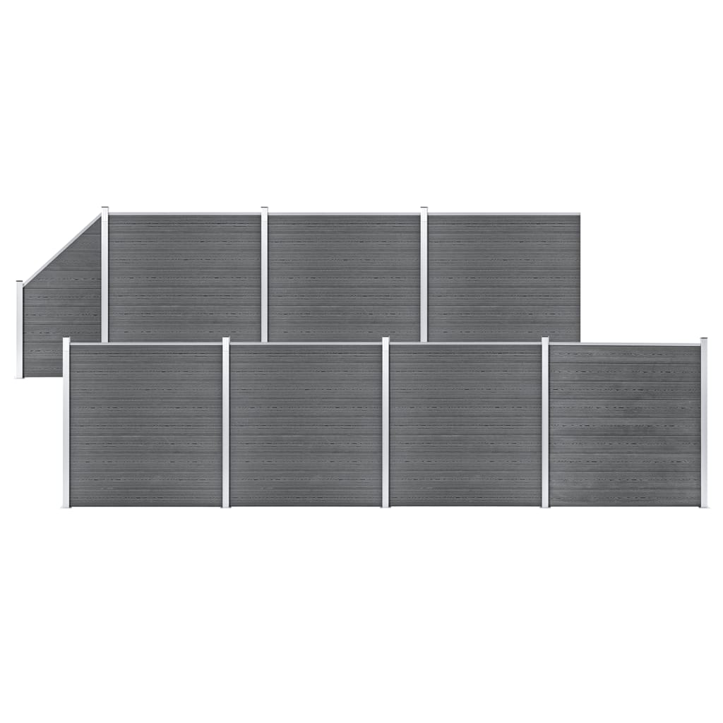 WPC Fence Set 7 Square + 1 Inclined 1311x186 cm Grey