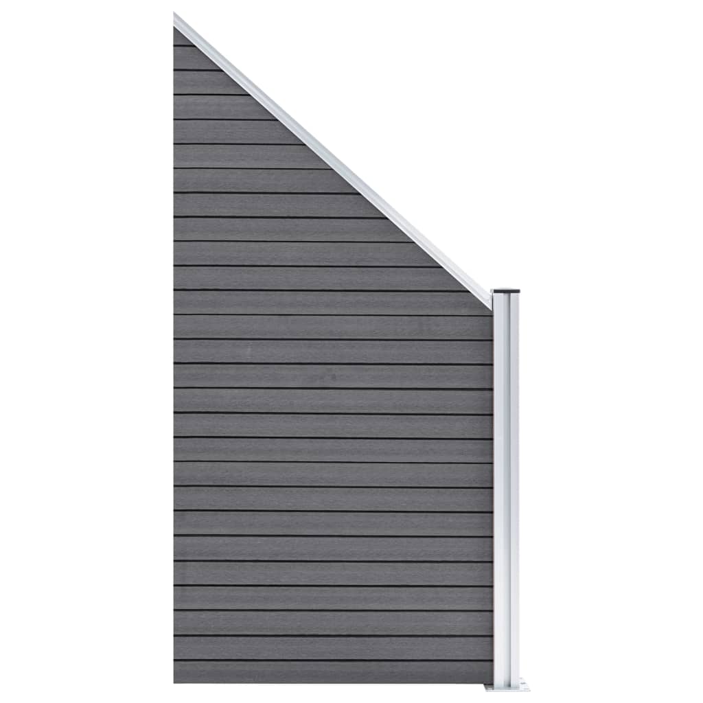 WPC Fence Set 7 Square + 1 Inclined 1311x186 cm Grey