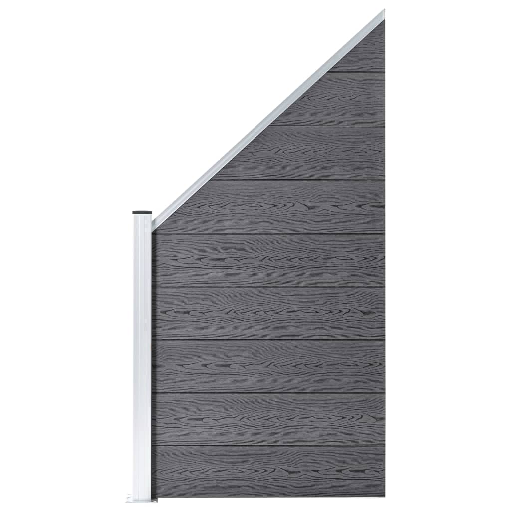 WPC Fence Set 7 Square + 1 Inclined 1311x186 cm Grey