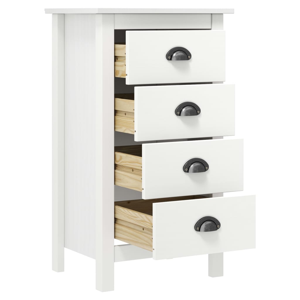 Buffet Hill Blanc 46x35x80 cm Bois de pin solide