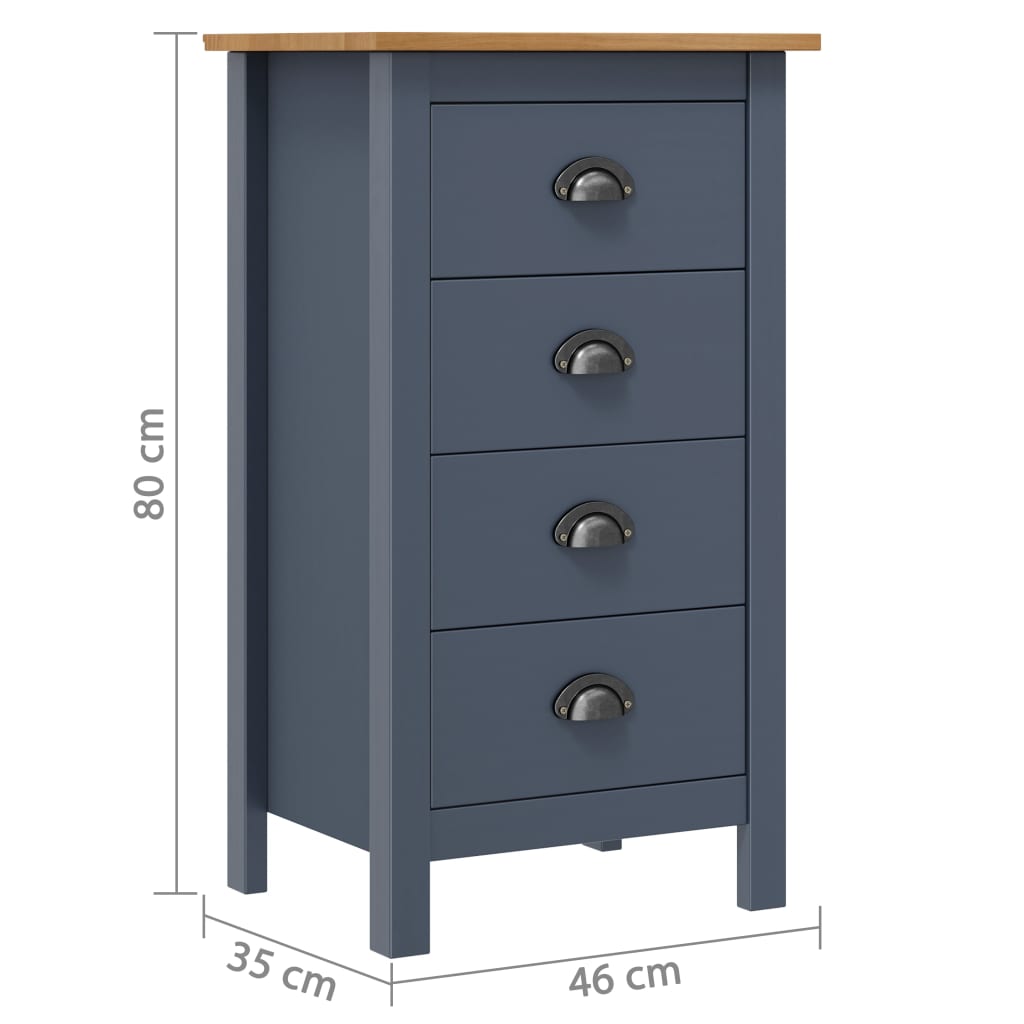 Hill Sideboard Grey 46x35x80 cm Solid Pine Wood